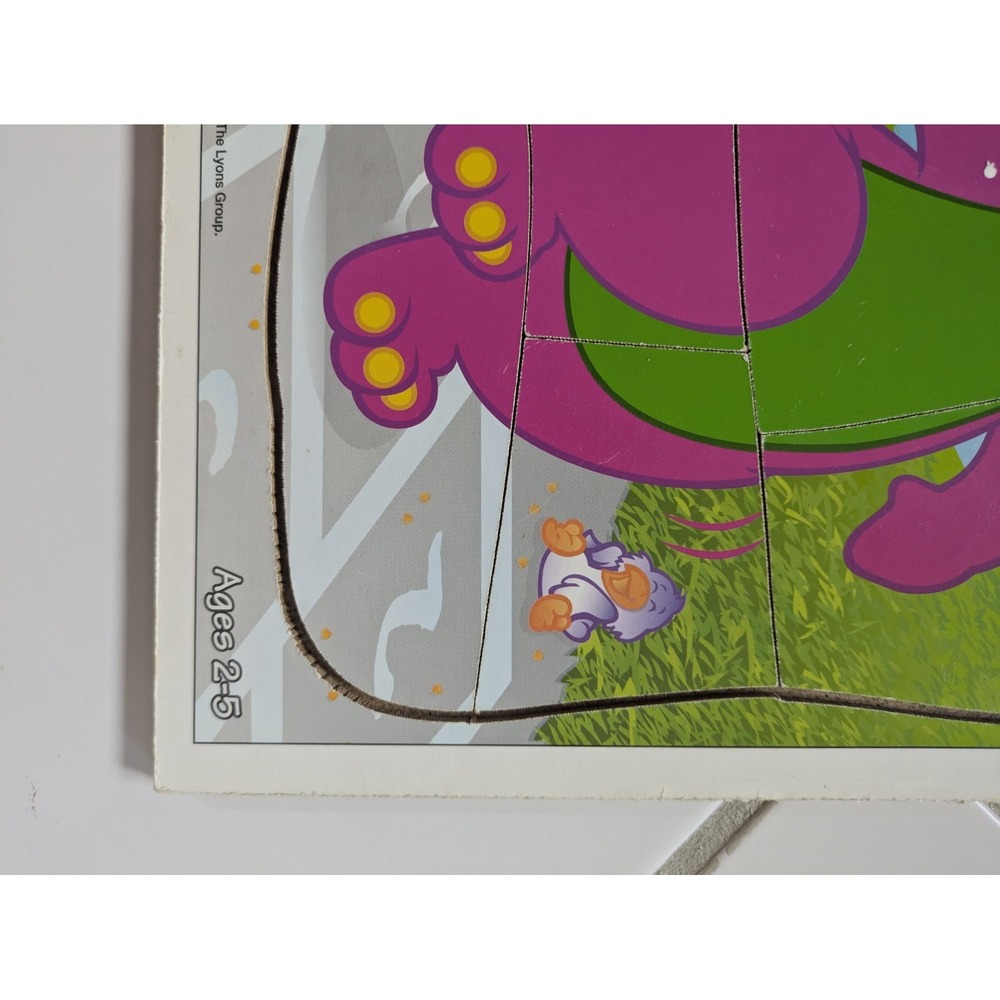 Vintage Barney Wooden Puzzle Playing Hopscotch - Picture 4 of 9